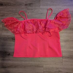 Ashley Stewart Pink Ruffle Off-Shoulder Top